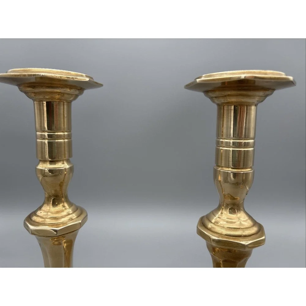 Vintage Antique Brass Candle Holders 12